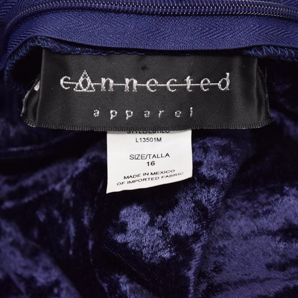 Vintage Connected Apparel Crushed Velour Dress Women 16 Purple Modest Keyhole - Picture 6 of 10